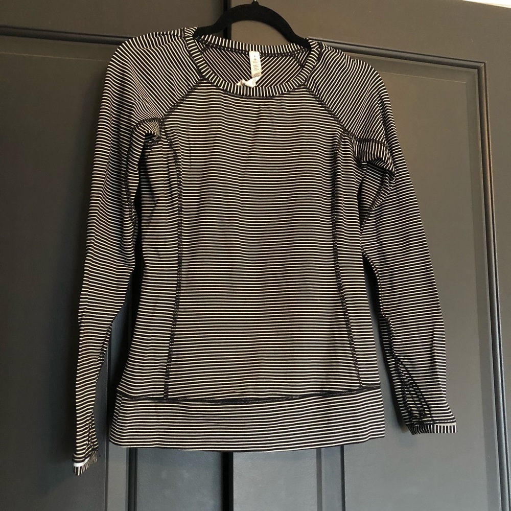 lululemon athletica Black and White Striped Long Sleeve Top